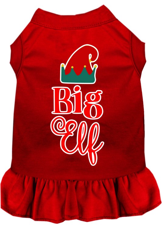 Big Elf Screen Print Dog Dress Red 4X